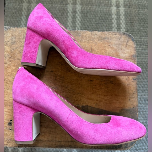 Sam Edelman Vibrant Pink Junie Pump in Retro Pink-Suede Block Heels - Picture 5 of 9